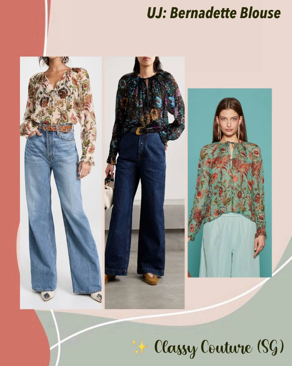 UJ Bernadette Silk Long Sleeve Blouse Top