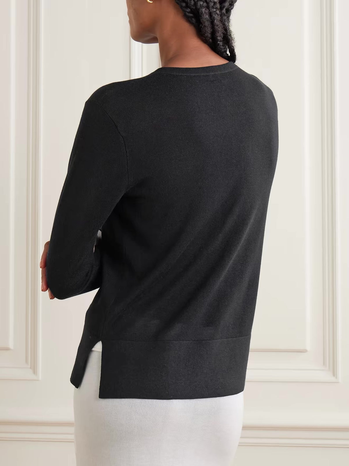 TOT Fine Knit Tencel-cashmere Slim Cardigan