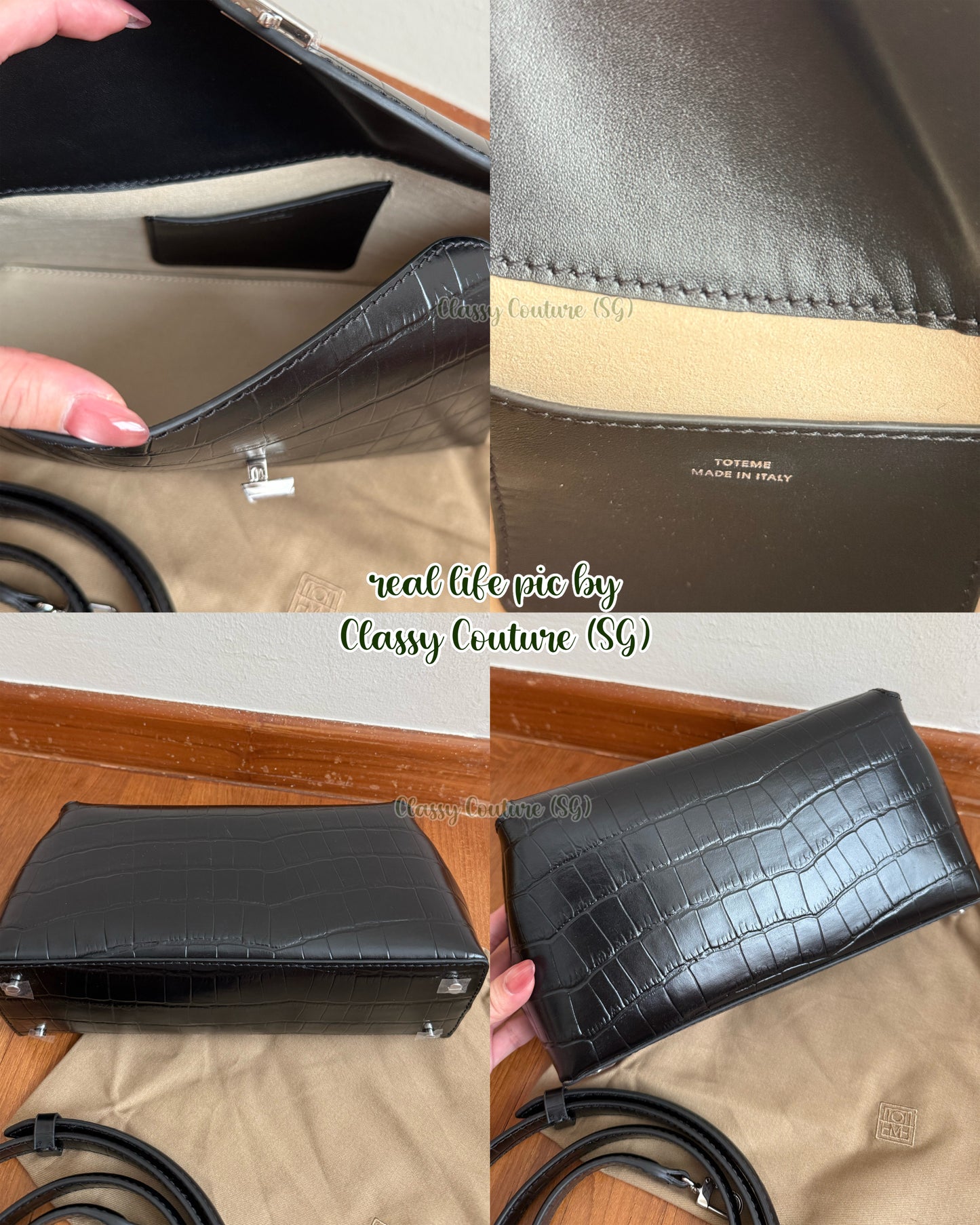 Tot T-Lock crocodile-effect leather clutch bag
