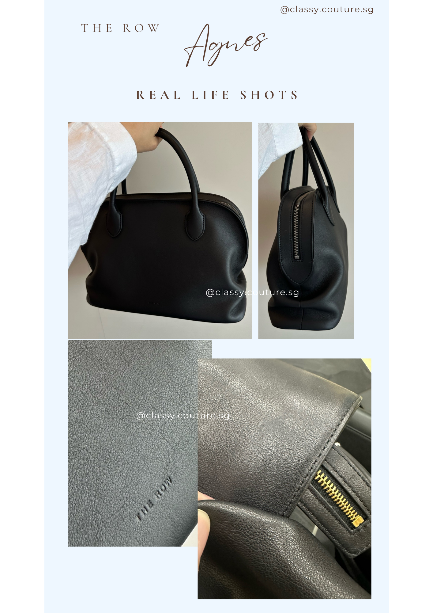 TR Agnes Bag in Black Calfskin Leather
