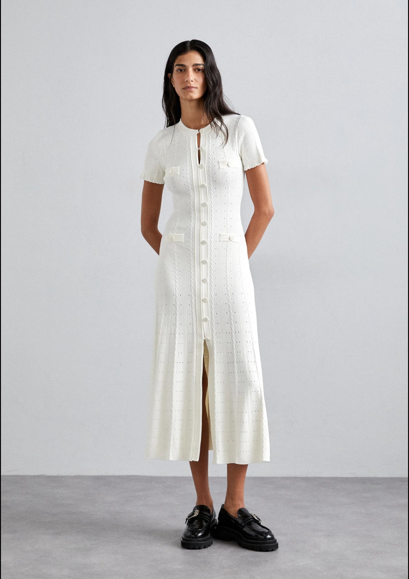 SD Short Sleeve Knit Ruffle Midi Maxi Dress