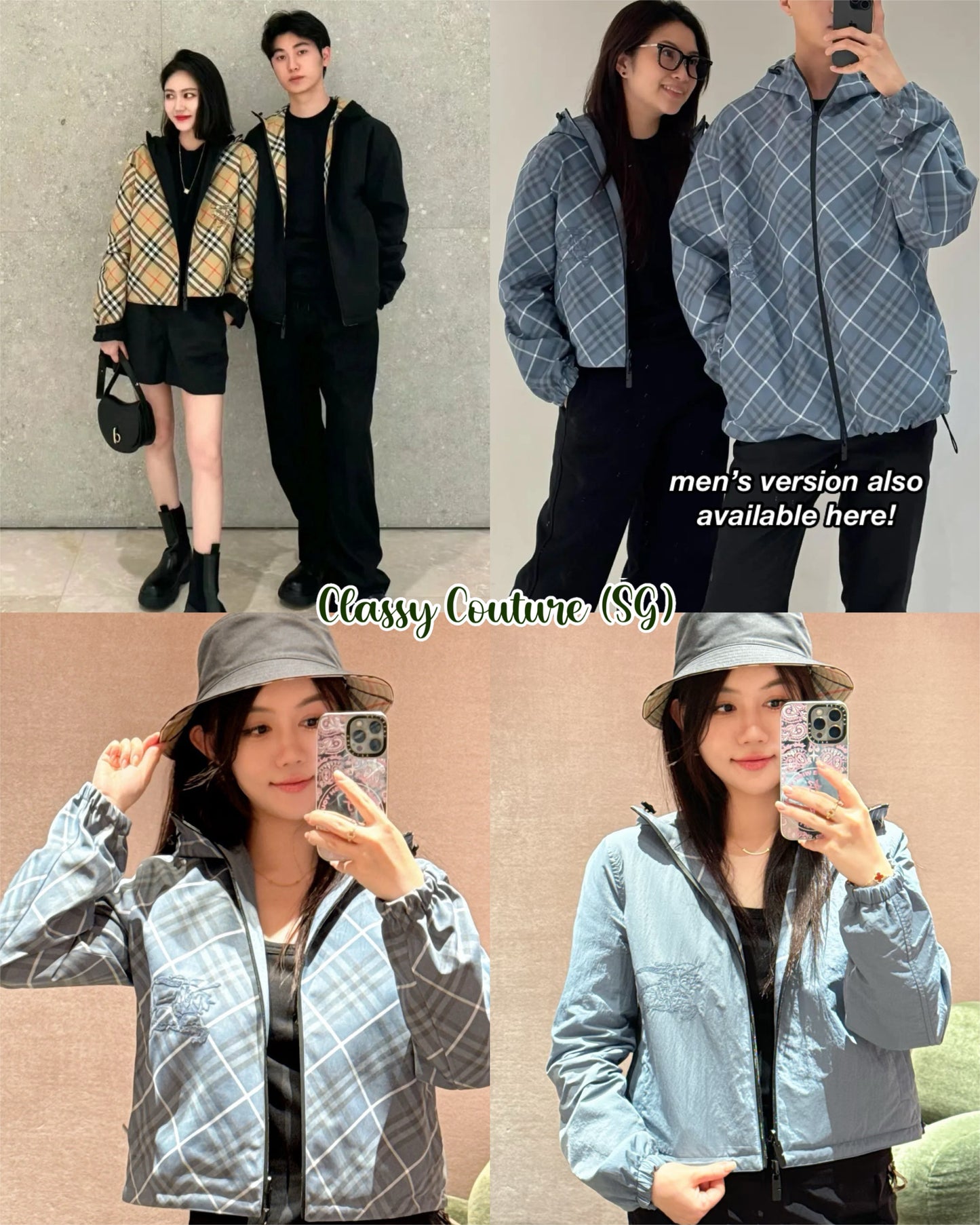 BBR Women’s Reversible Check Hooded Cropped Jacket