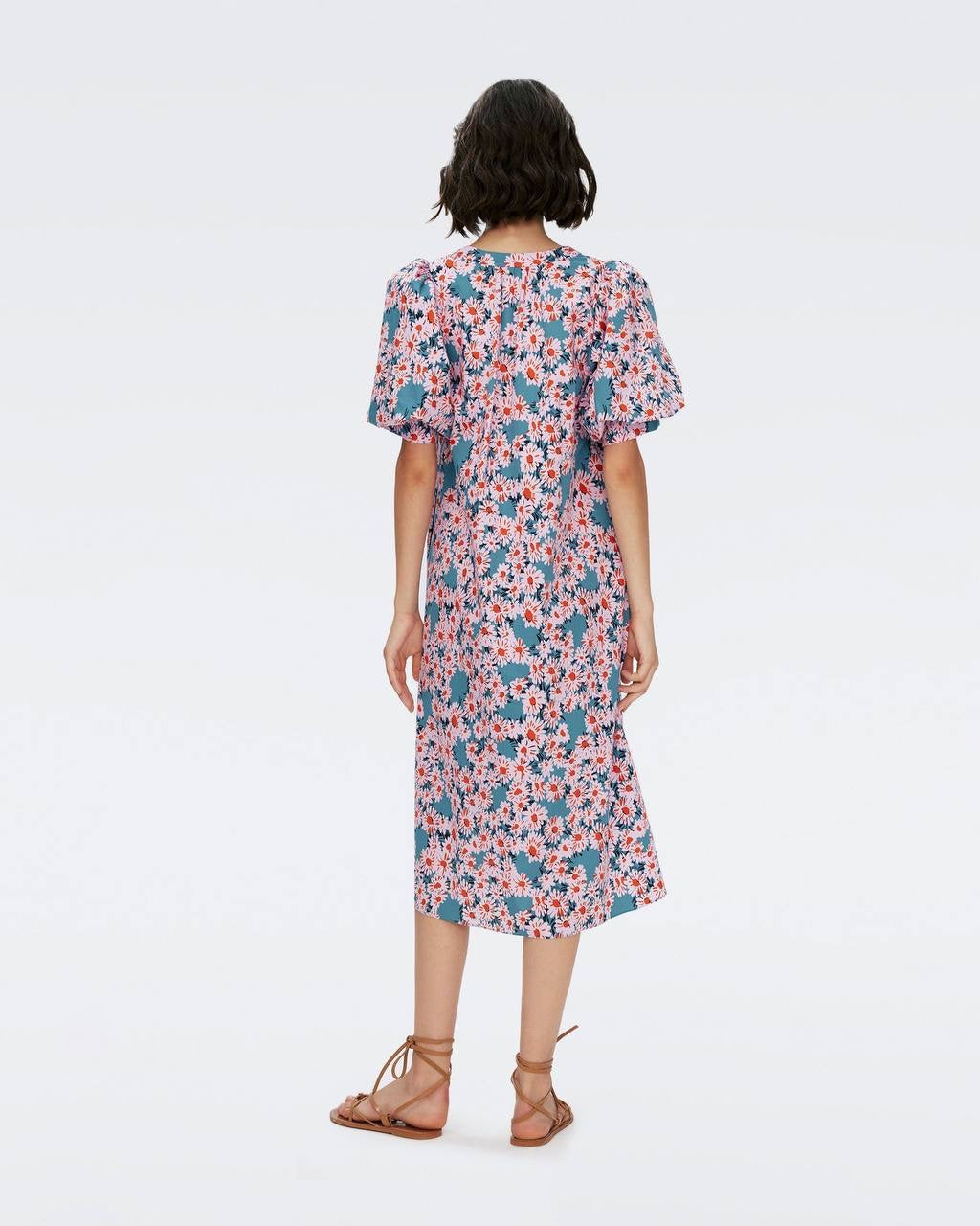 DVF Laena Cotton-blend Belted Midi Dress