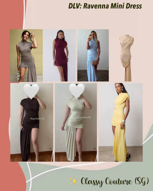 7 Colors! DLV Ravenna Draped Mini Dress