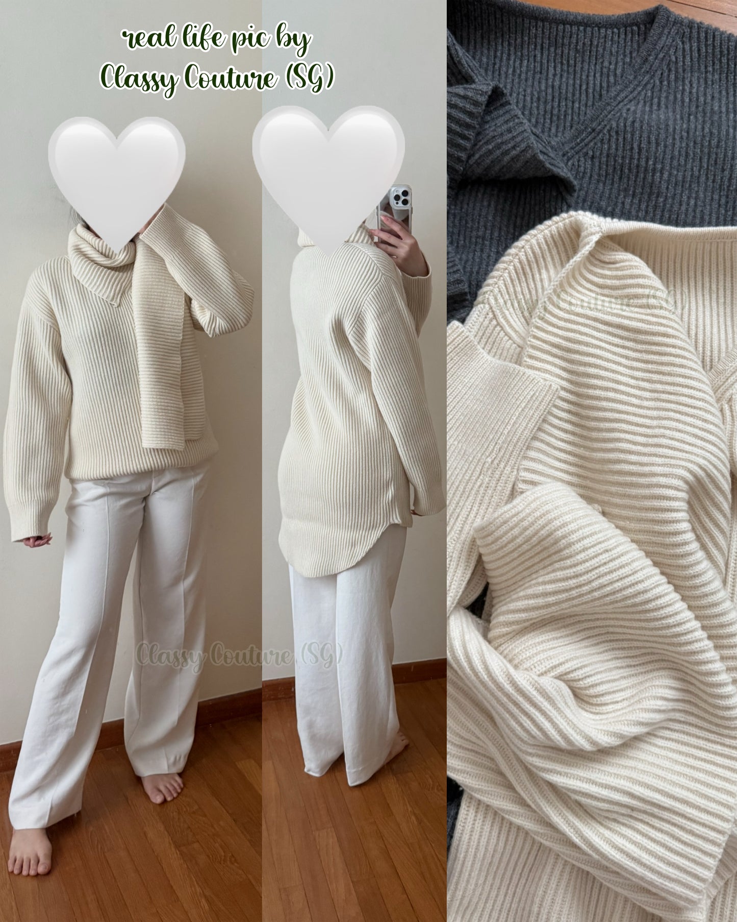 Tot Long Scarf Knit Oversized Wool Sweater