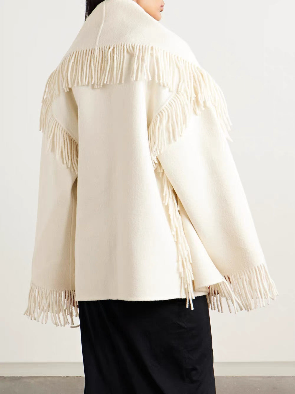 Tot Fringed Wool-Blend Scarf Jacket