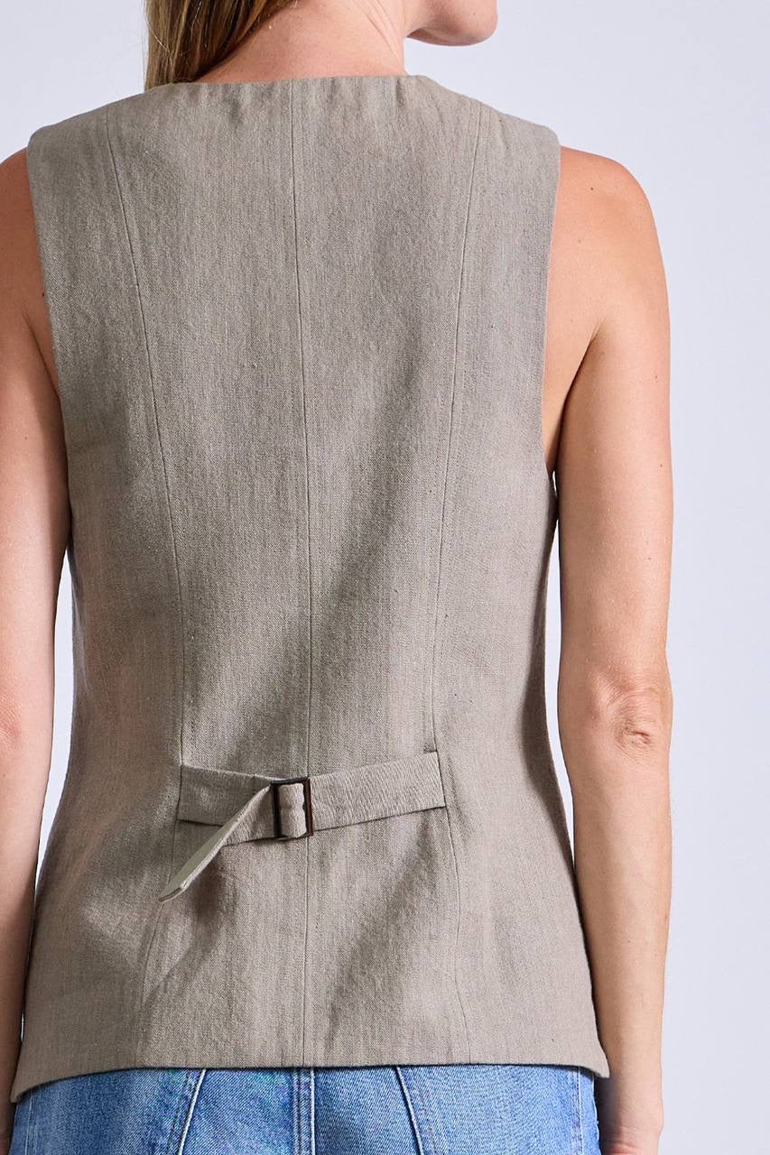 AA Helena V Neck Vest | Chi Mini Skirt | Cotton-Linen Set