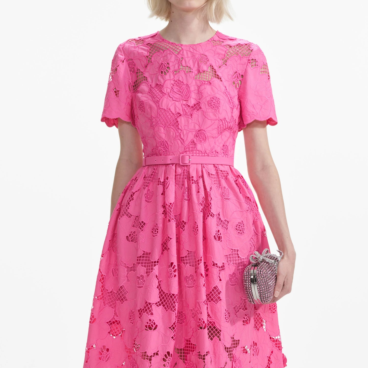 SP Pink Cotton Lace Midi Dress