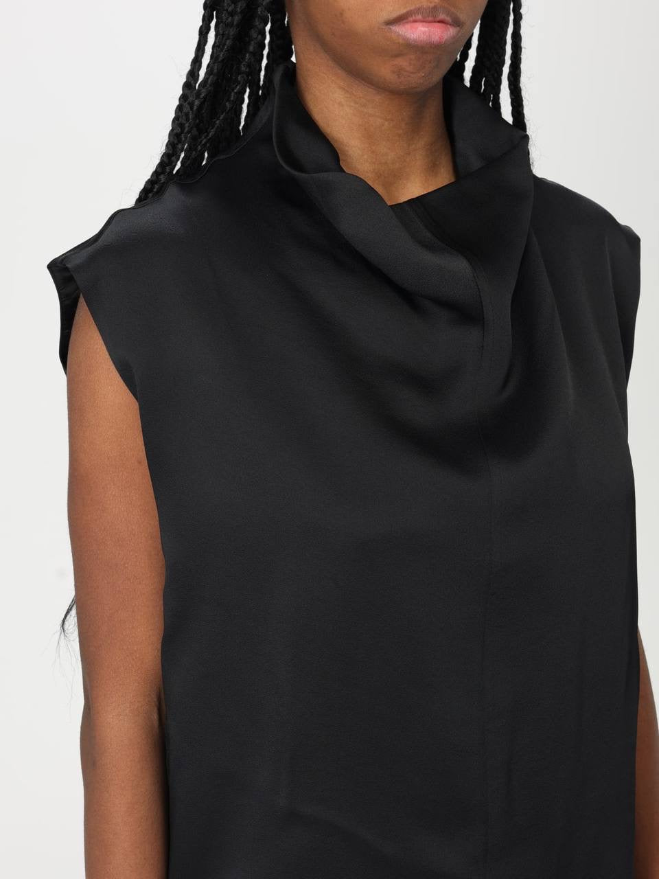 TOT Sleeveless Cady Funnel-Neck Blouse Top