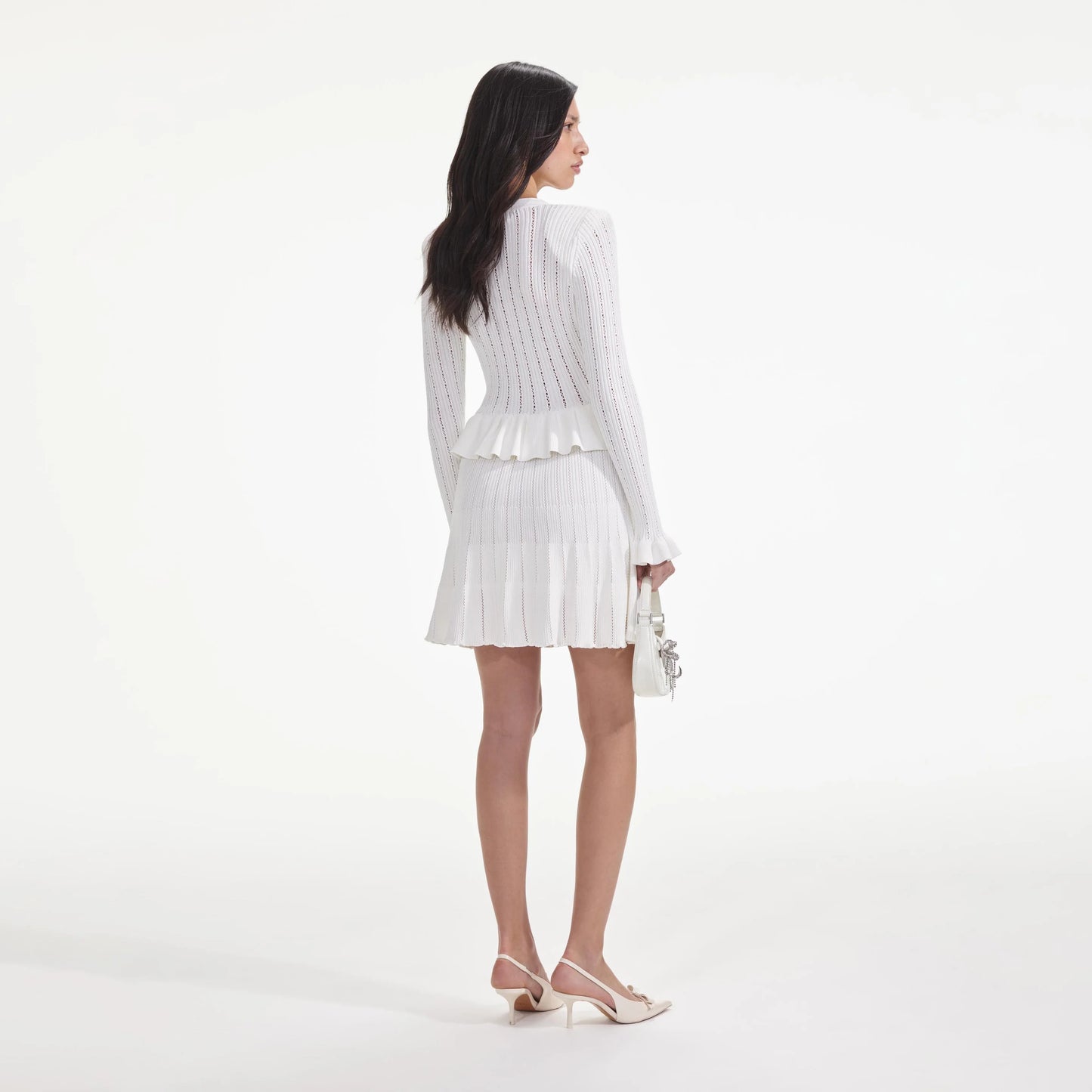 SP White Knit Peplum Mini | Midi Dress
