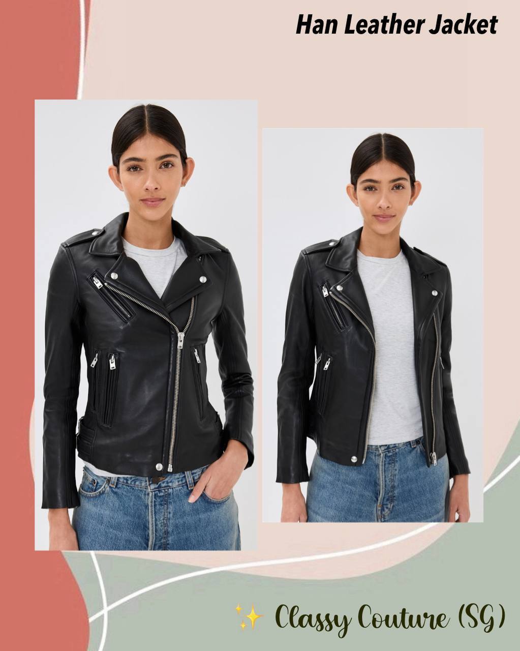 Black Han Slim-fit Lambskin Leather Asymmetric Zip Jacket