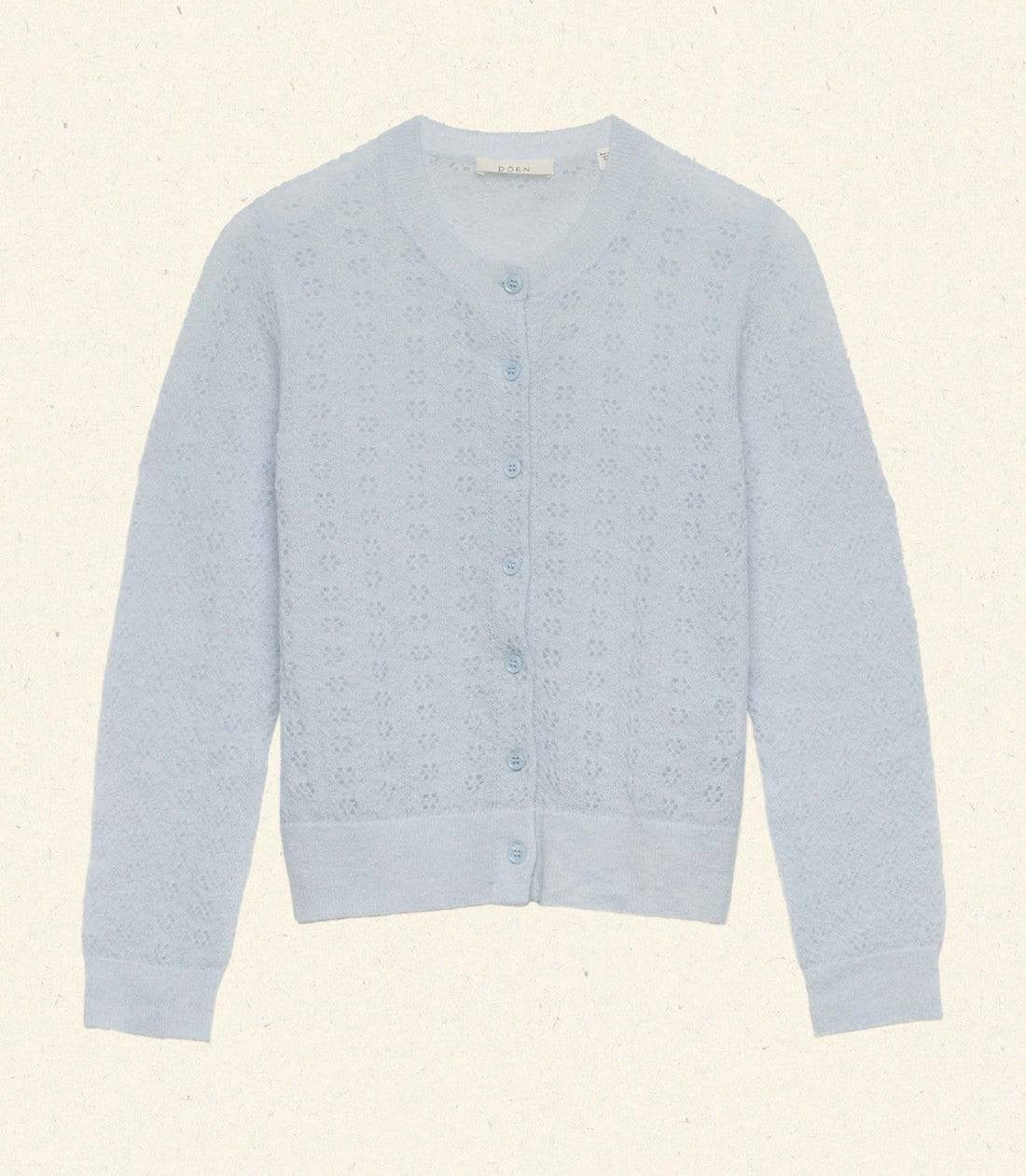 DN Danae Wool-Blend Pointelle Cardigan in Sky Blue