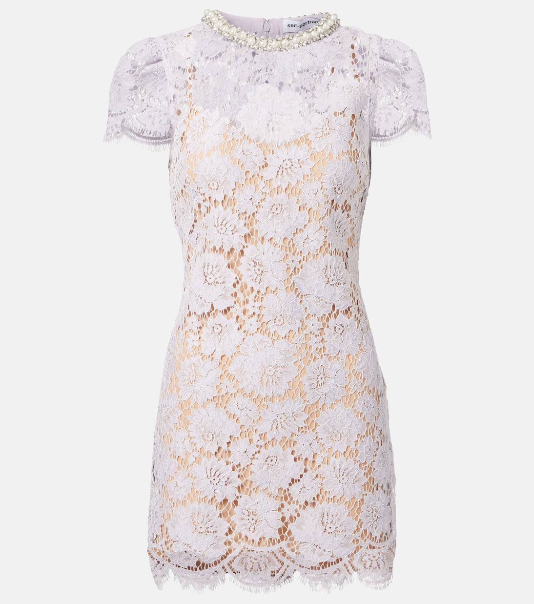 SP Lilac Lace Shift Short Sleeve Mini Dress