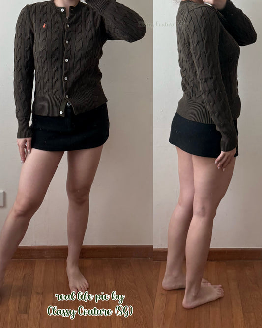 7 Colors! Cotton Cable Knit Crewneck Cardigan