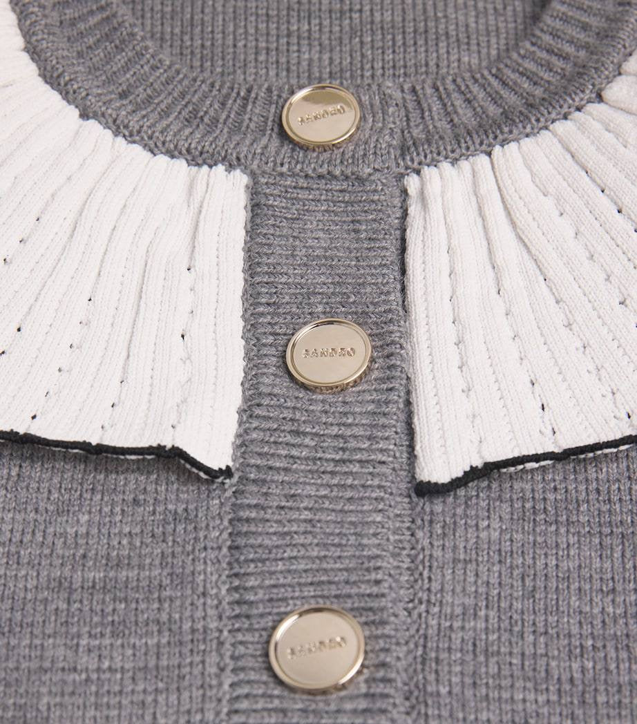 SD Roman Wool-Blend Ruffle Collar Cardigan