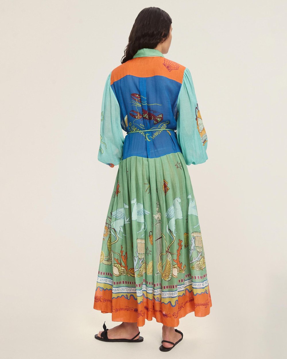 ALM Surrealist Summer Ramie Midi Dress Shirtdress
