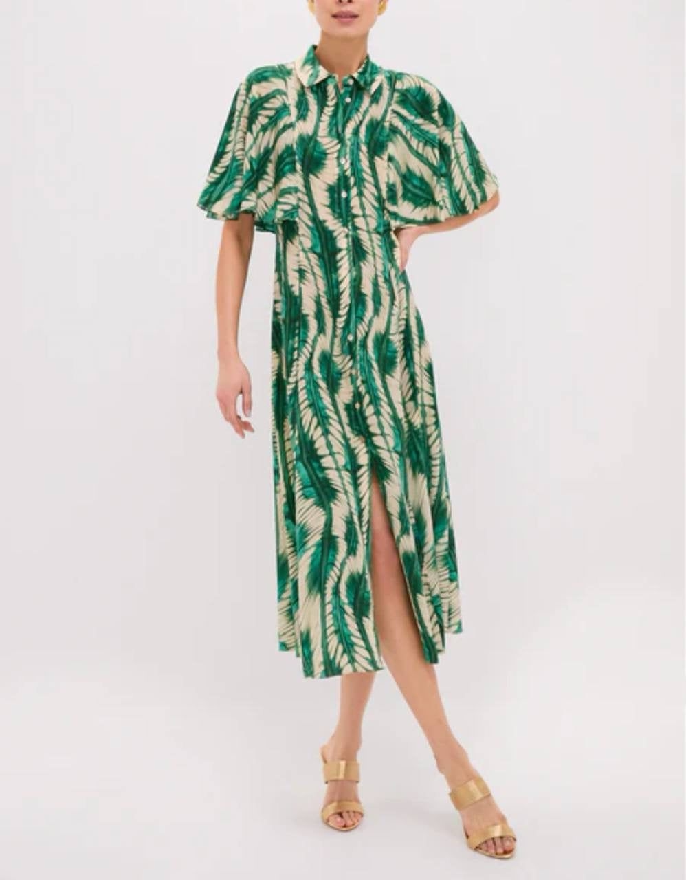 UJ Silhouette Silk Crepe Midi Dress in Acacia