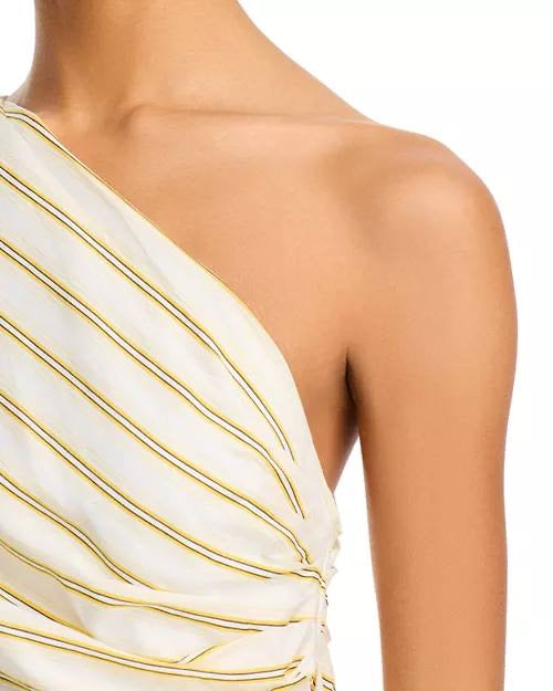 2 Colors! ALC Carolyn Viscose-Silk One Shoulder Midi Dress