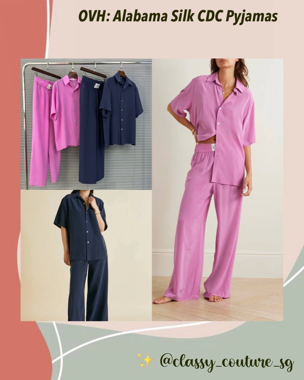 OVH Alabama Silk Crepe De Chine Pyjamas Top & Pants Set