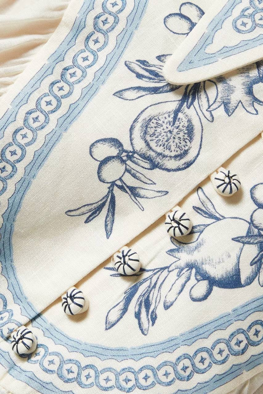 ALM Villa Romantica Long-Sleeve Blouse Top | Bermuda Shorts | Linen Set