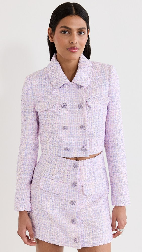 SP Lilac Boucle Cropped Jacket | Purple Mini Skirt | Set