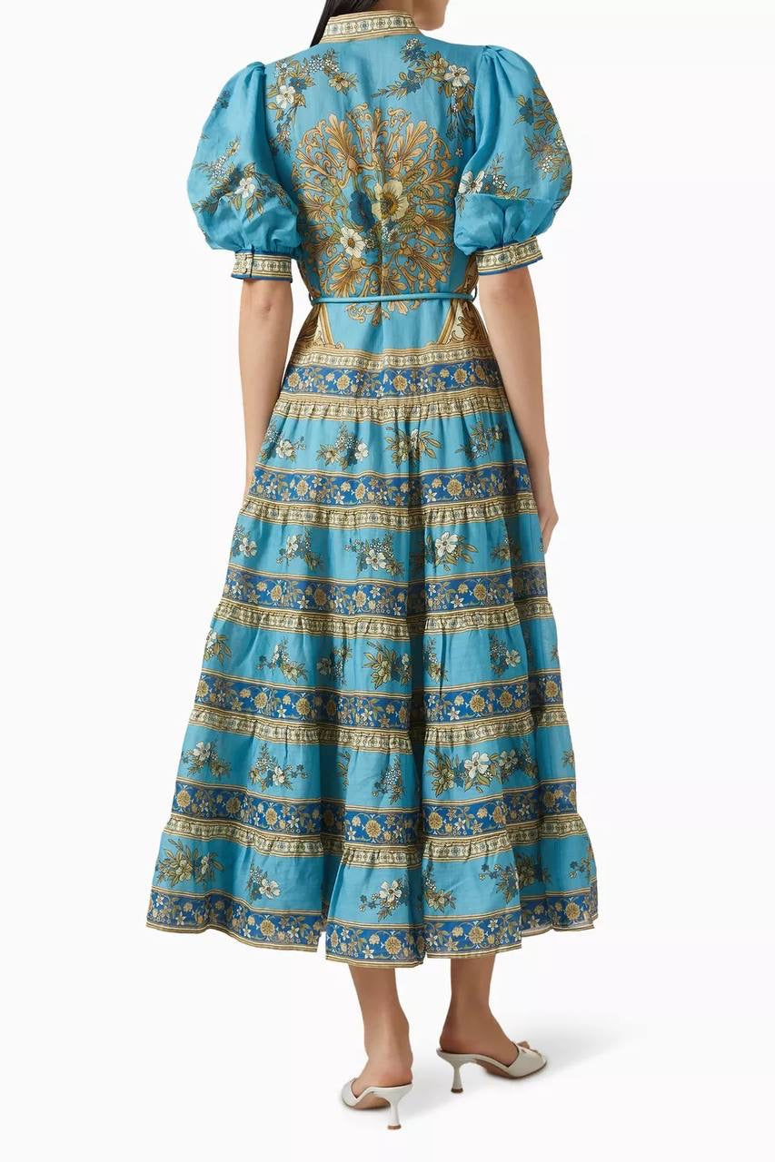 ALM Cassie Tiered Ramie Midi Dress