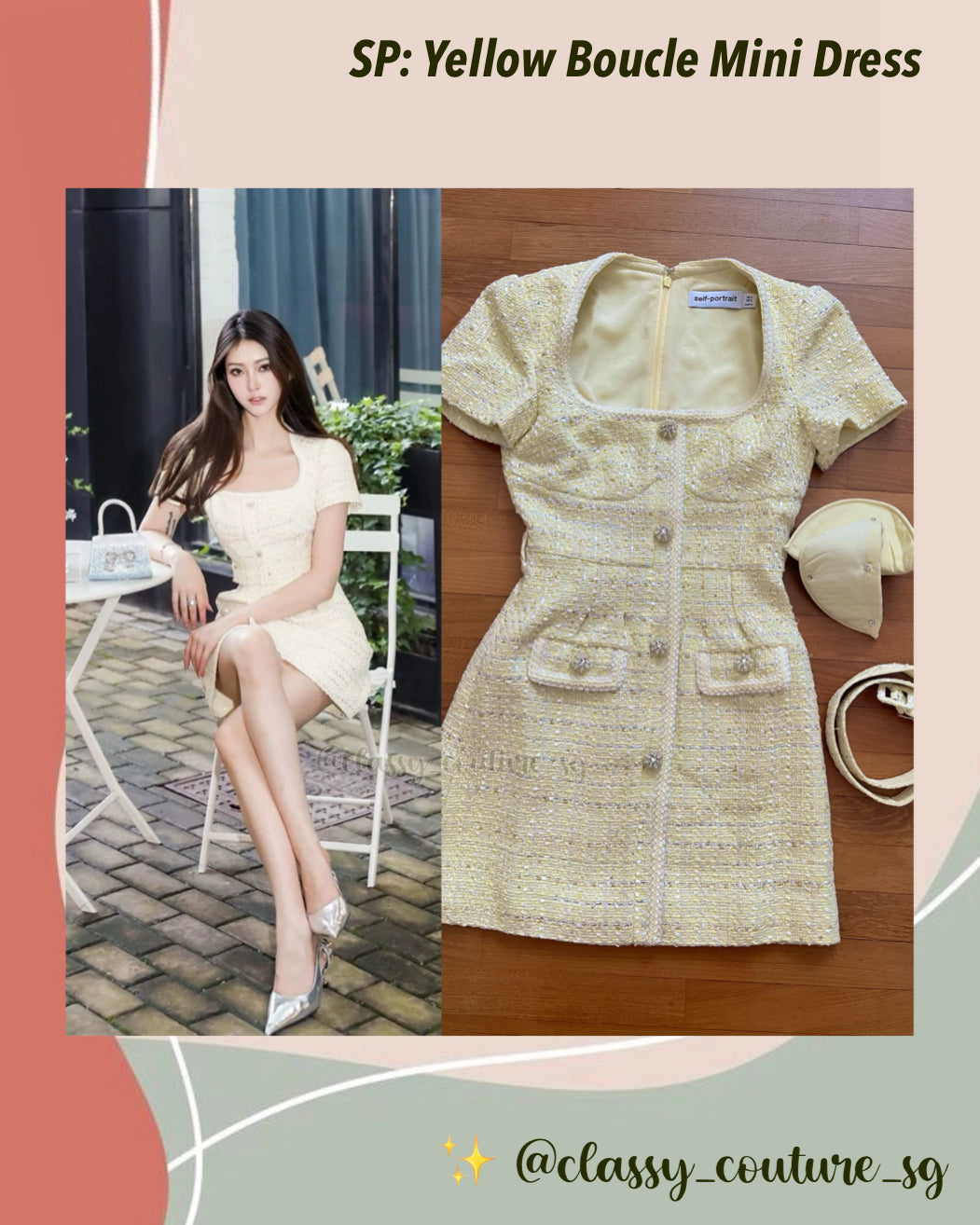 SP Yellow Boucle Mini Dress | Jacket | Set
