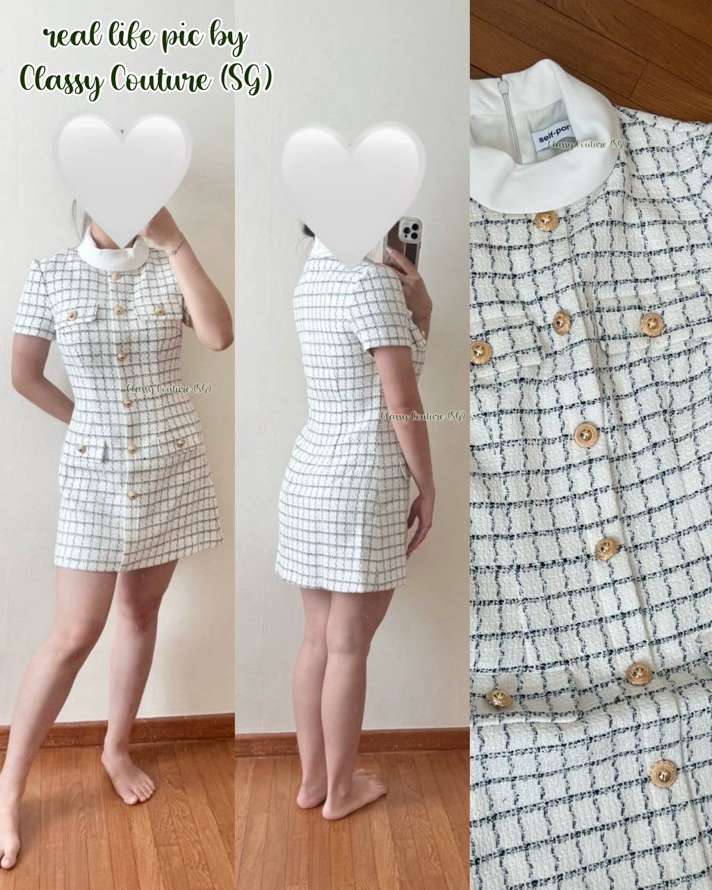SP White Check Sequin Boucle Mini Dress