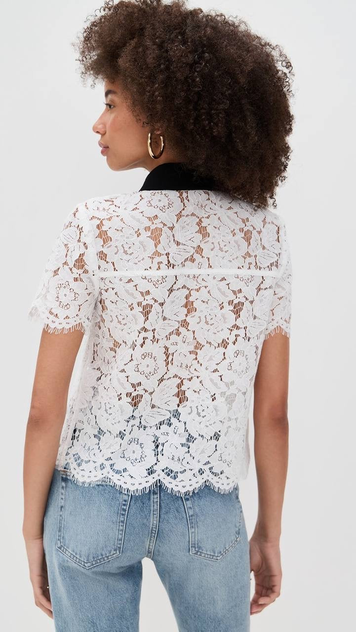 SP Lace Contrast Collar Shirt
