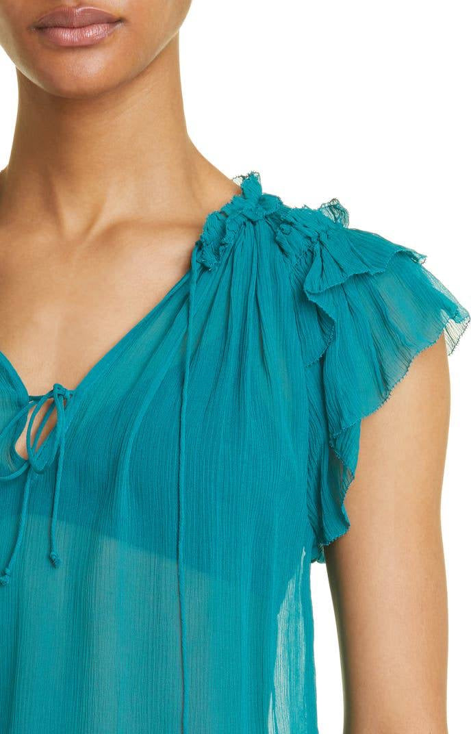 UJ Marilyn Ruffle Silk Chiffon Blouse