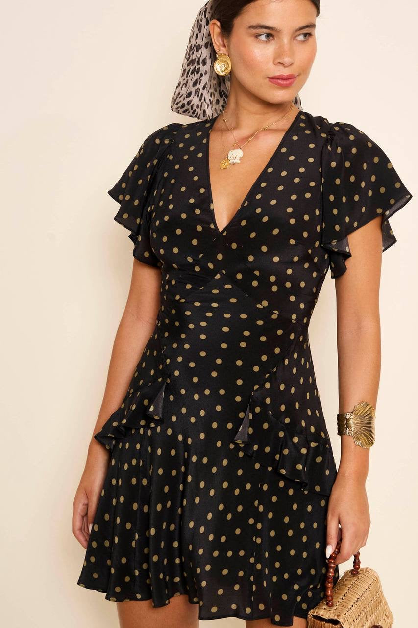 RX Sutton Flutter Sleeve Silk Mini Dress