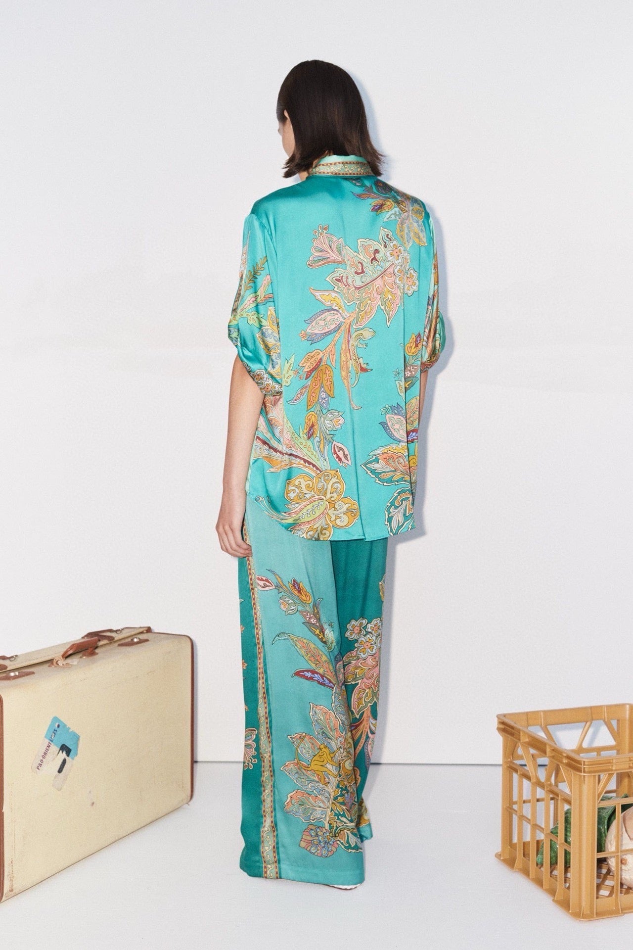 ALM La Charrasca & Franca & Atlas Silk Satin Shirt | Pants | Set