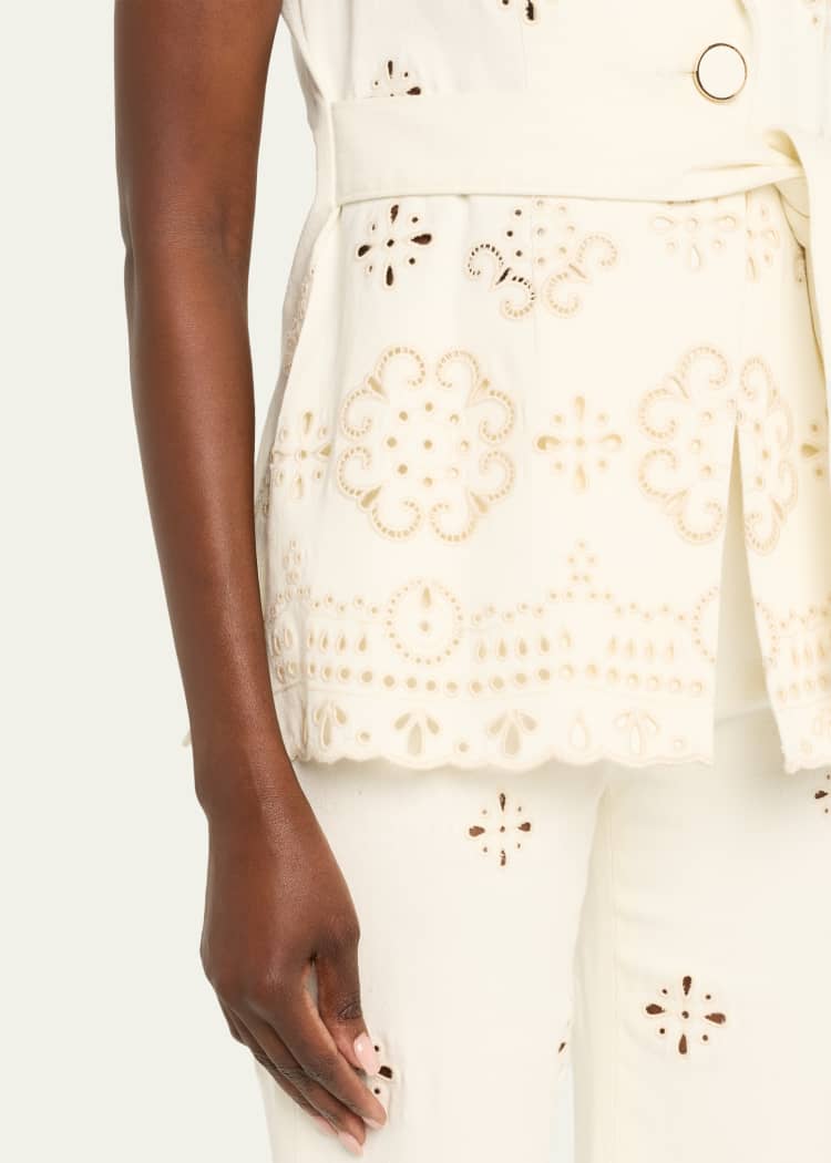 VB Townes Eyelet Vest | Komi Pants | Embroidered Stretch-cotton Twill Set