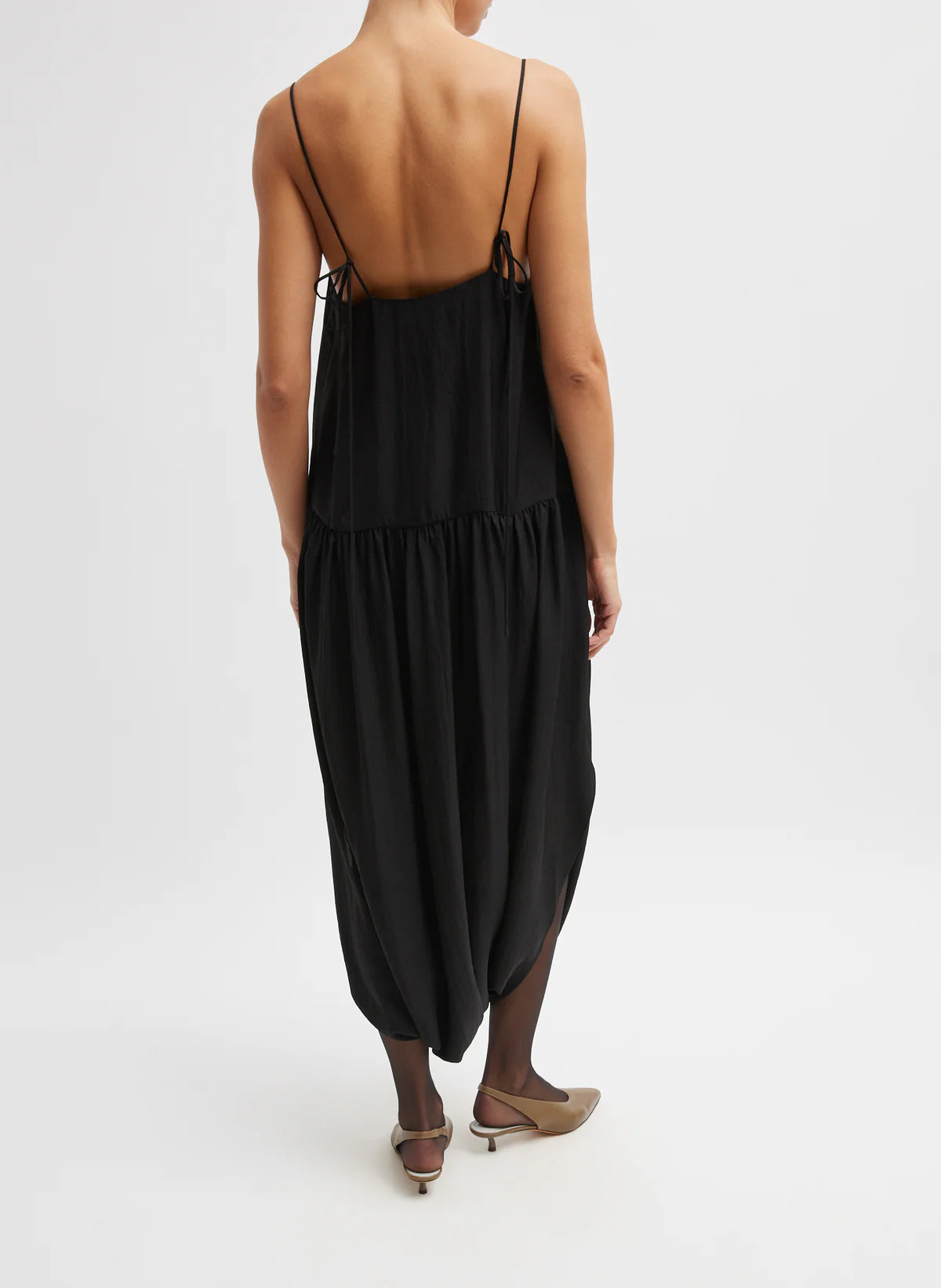 TB Spring Acetate Strappy Jalouise Midi Dress