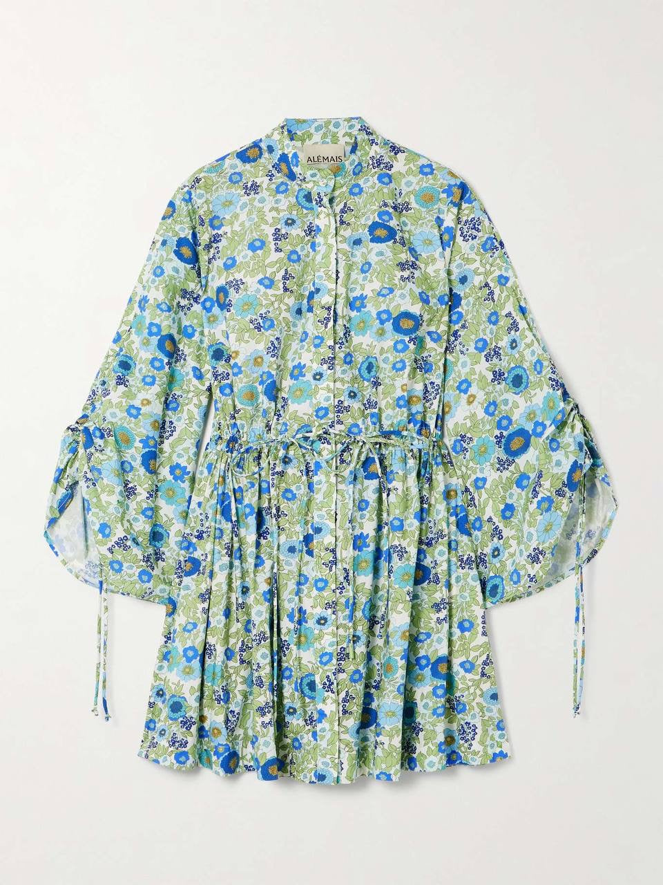 ALM Pam Cotton Floral Ruched Sleeve Mini Dress