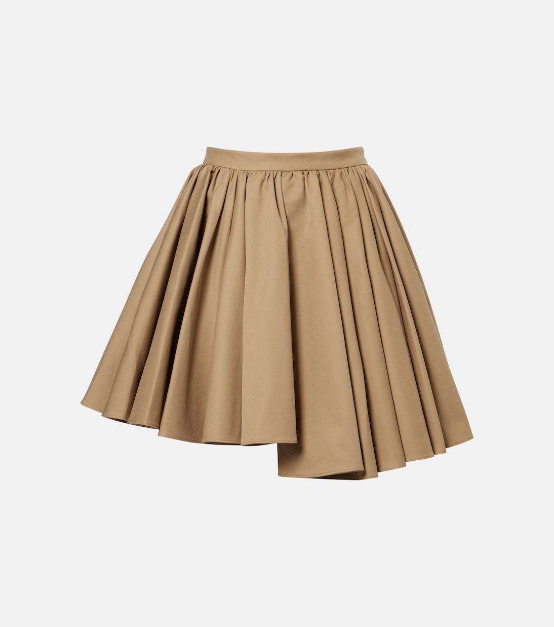 SP Tan Asymmetrical Cotton Mini Skirt