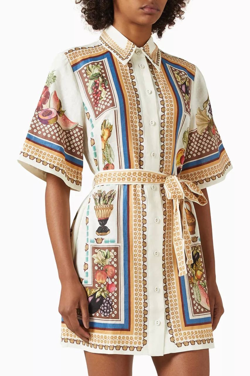 ALM Mercado Linen Shirtdress Mini Dress