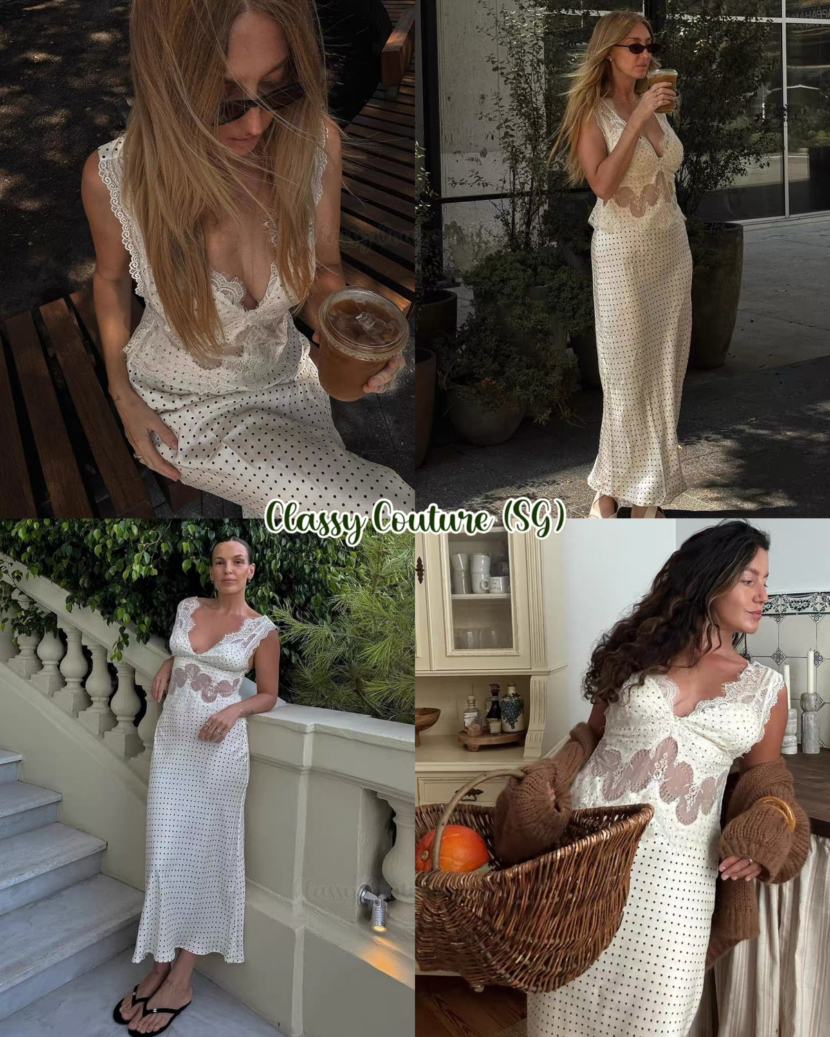 TF Visions Lace Deep V Cupro-rayon Satin Midi Maxi Dress