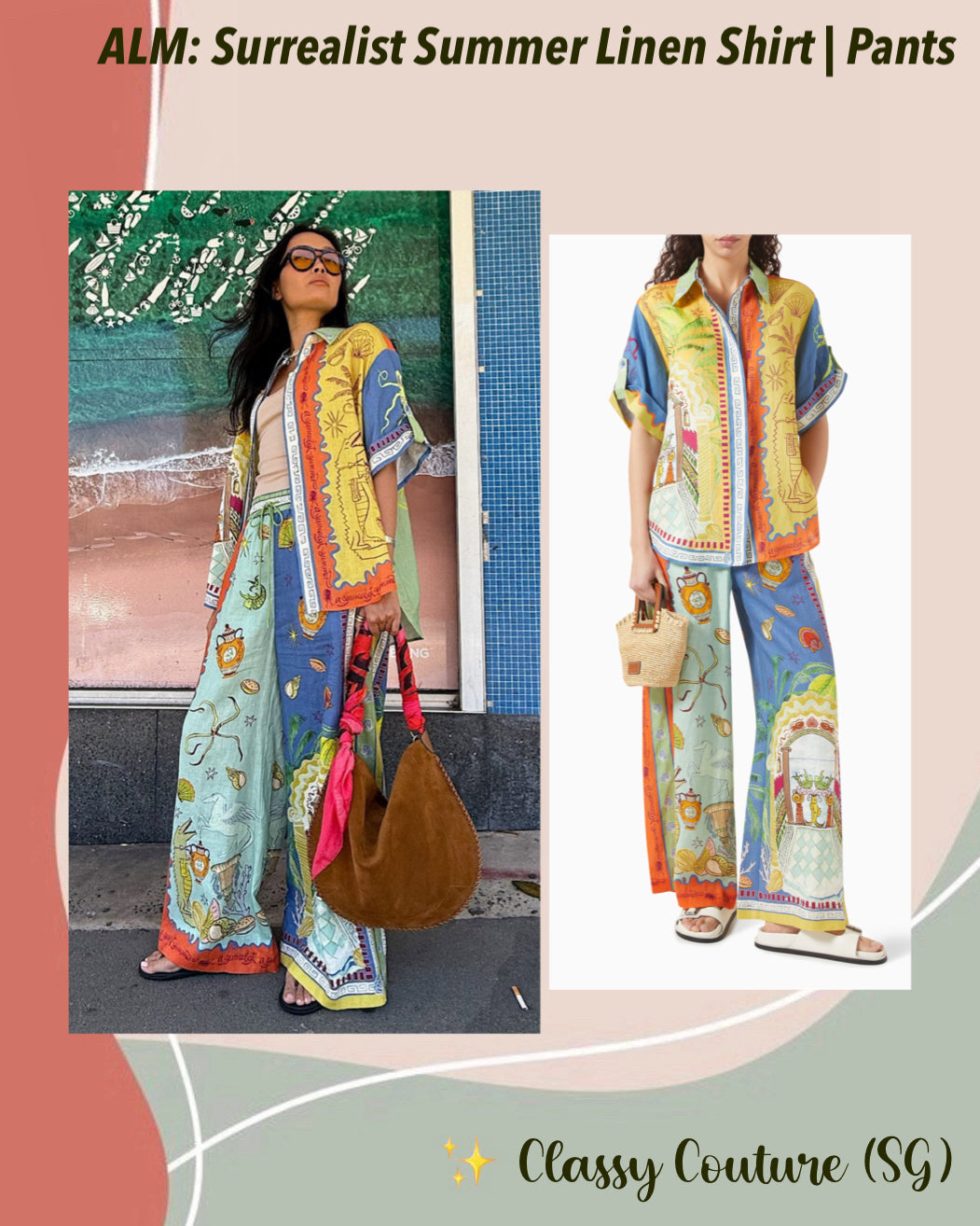 ALM Surrealist Summer Linen Shirt | Pants | Set