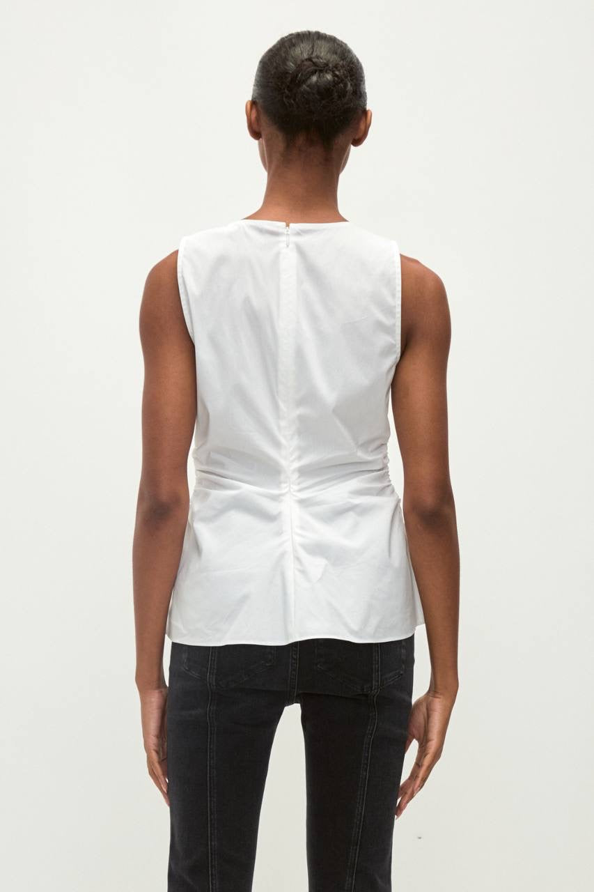 VB Aiden Ruched V-Neck Cotton Top