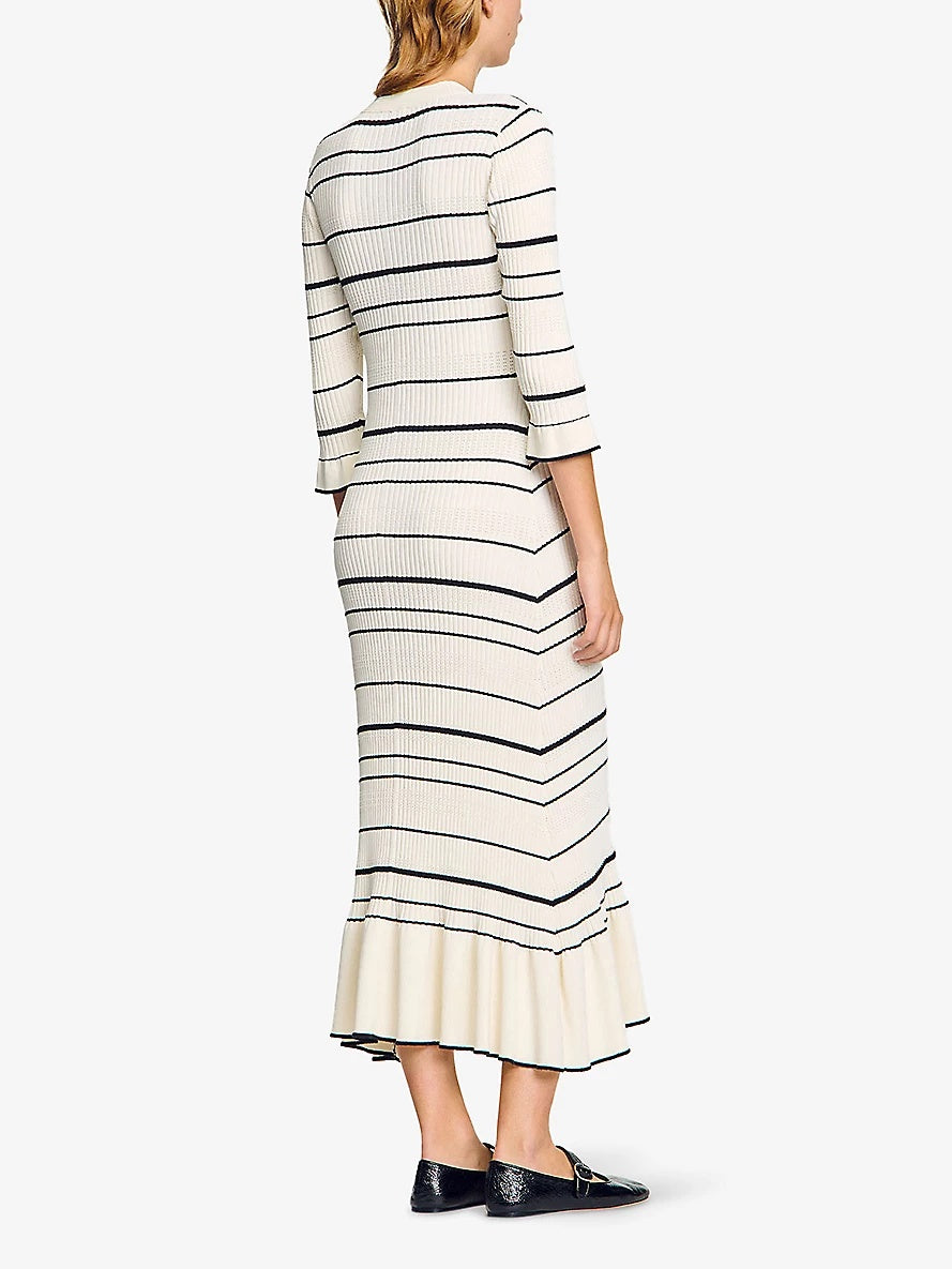 SD Stripy Knit Maxi Dress in Striped Viscose-Blend