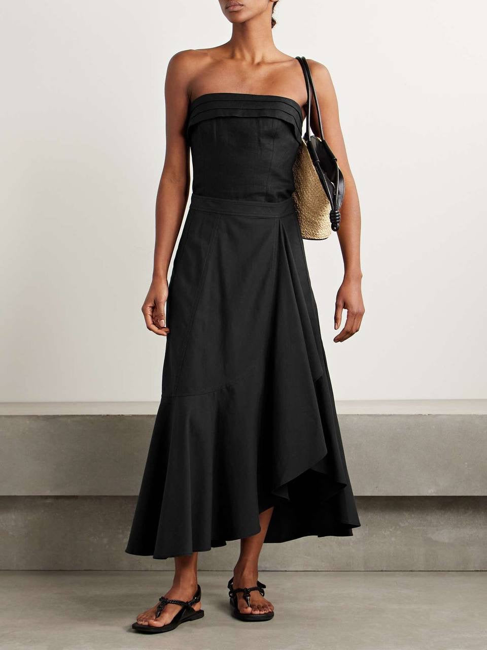 UJ Sabina Faux Wrap Cotton-Blend Midi Skirt