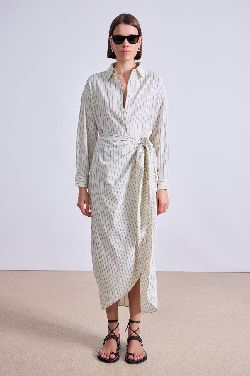 AA Alessandra Sarong Cotton Shirtdress Midi Dress