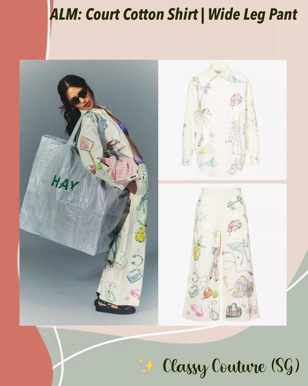 ALM Court Cotton Oversized Shirt | Wide Leg Pant | Set