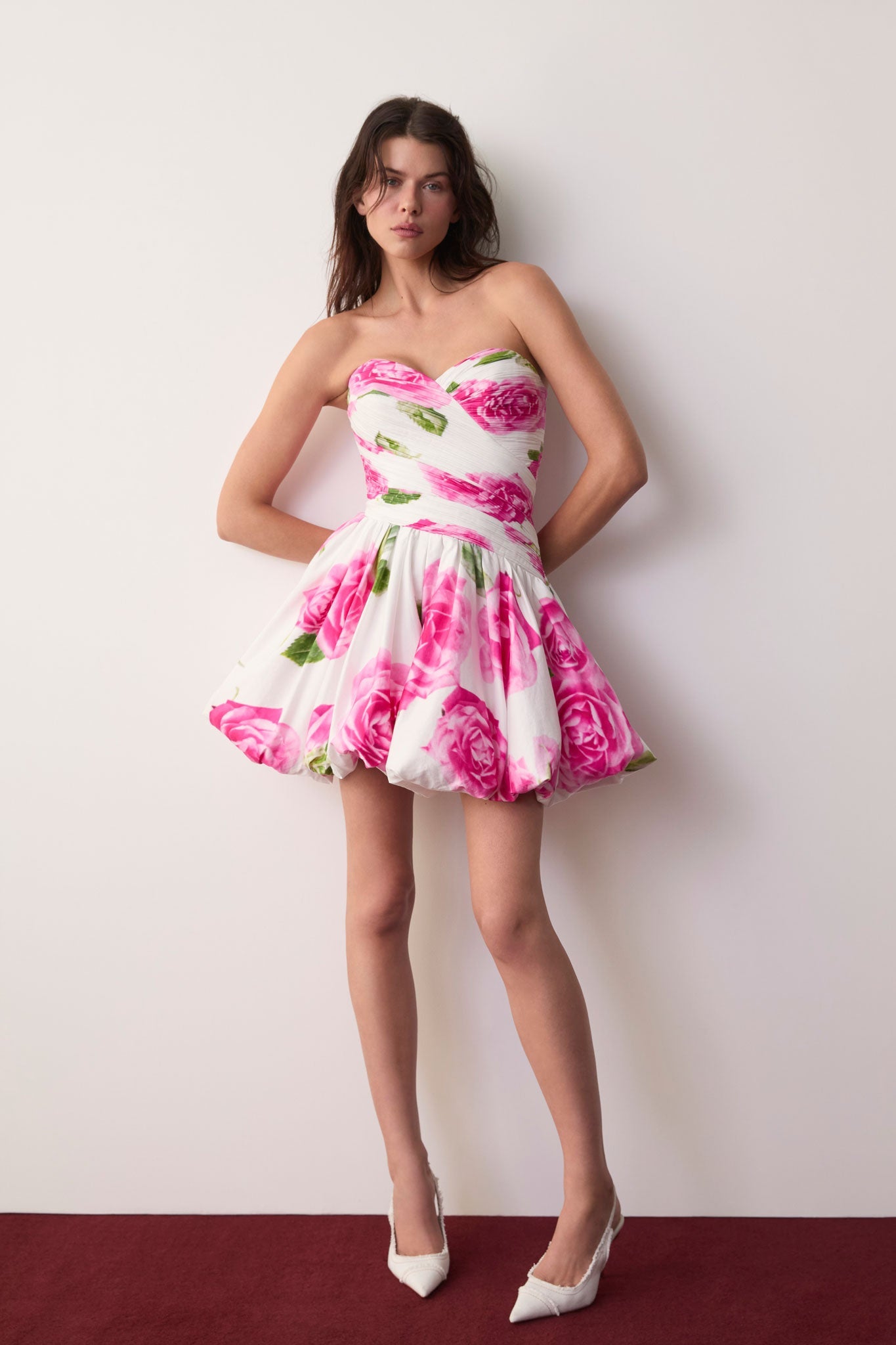 AJ Olea Bubble Hem Cotton Mini Dress in Soft Rose Light