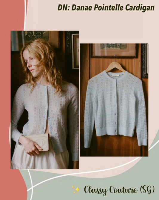DN Danae Wool-Blend Pointelle Cardigan in Sky Blue