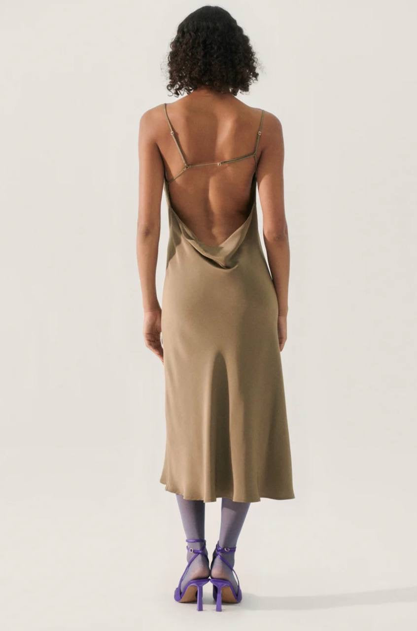 SL CDC Carrie Midi Dress - thick 30 momme matte silk