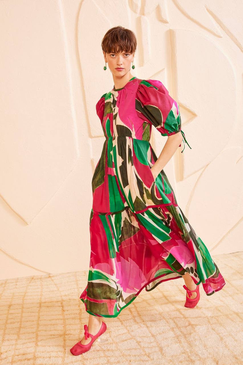 UJ Collage Silk-Cotton Midi Dress