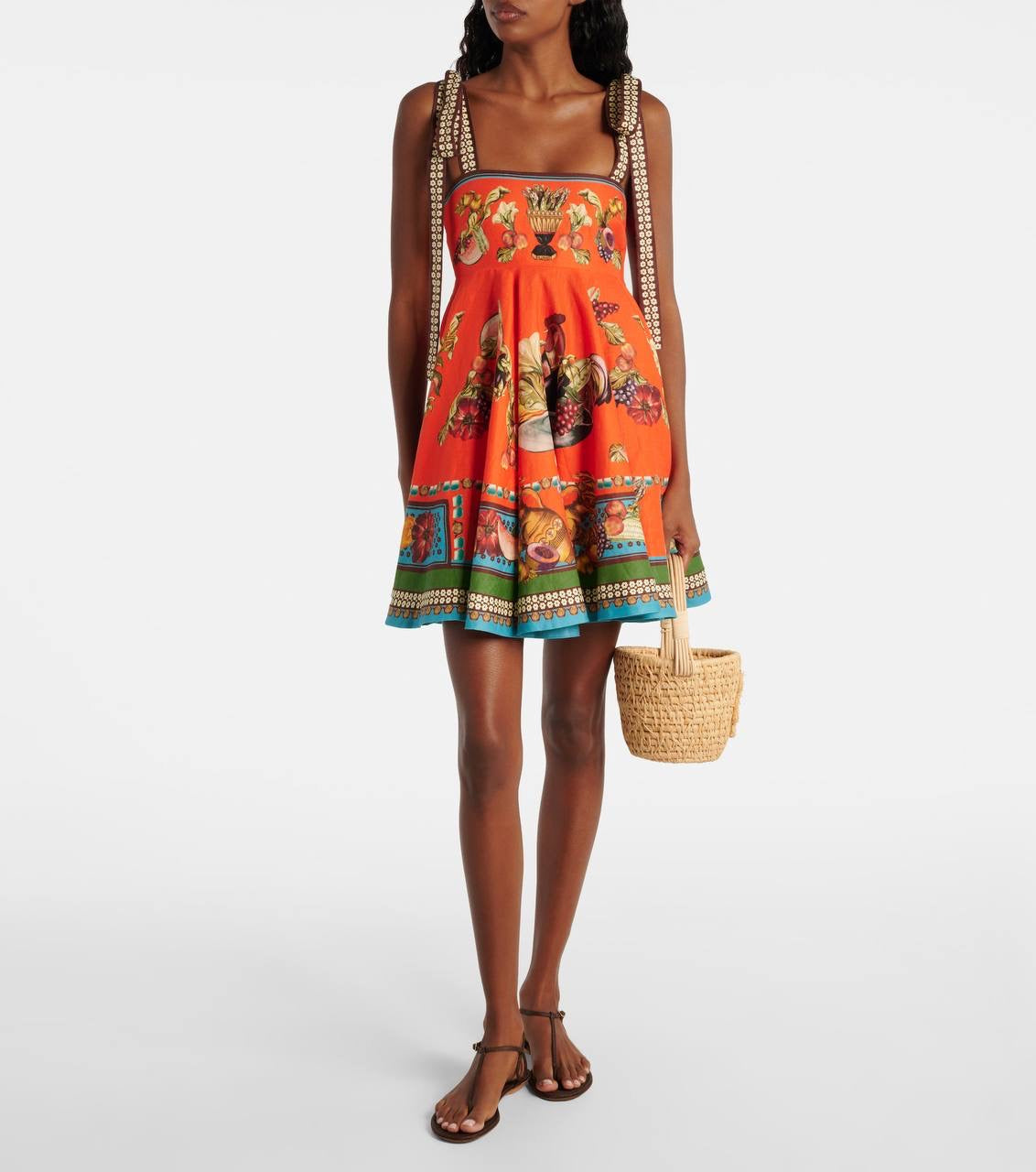 ALM Rocco Graphic Pattern Linen Mini Dress