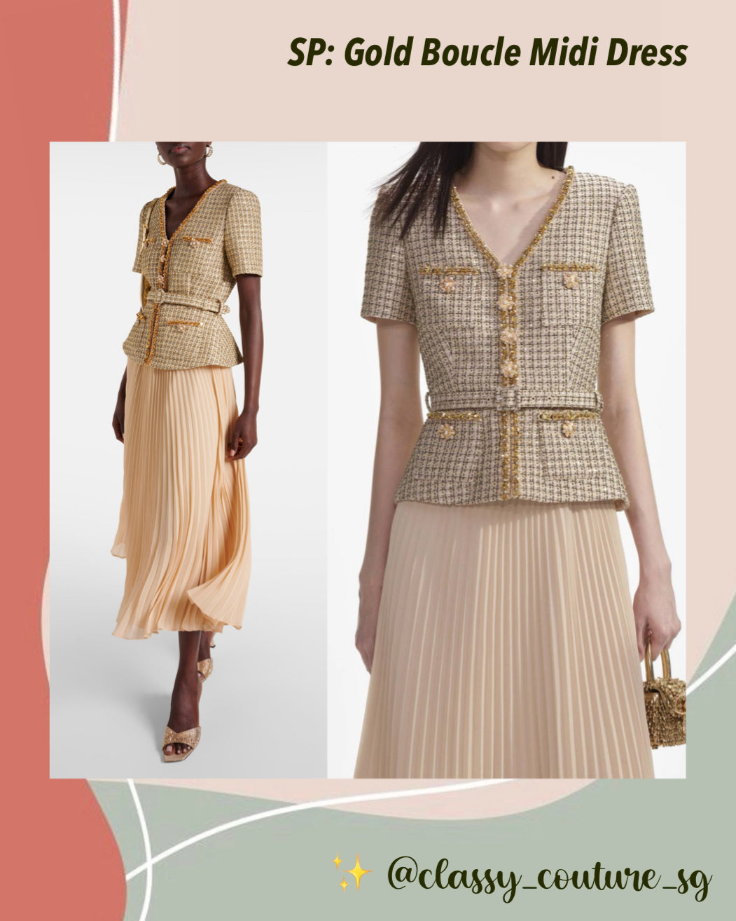 SP Gold Boucle Midi Dress SP Gold Boucle Midi Dress